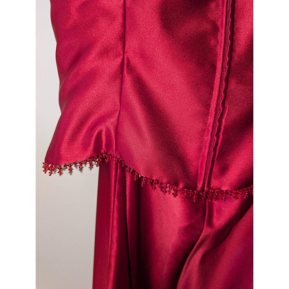 Dessy Collection Maroon Satin Gown Size 16 - Picture 6 of 6